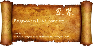 Bagnovini Nikander névjegykártya